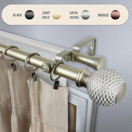 Kd 1 in. Wicker Double Curtain Rod with 28 to 48 in. Extension, Gold KD3723403
